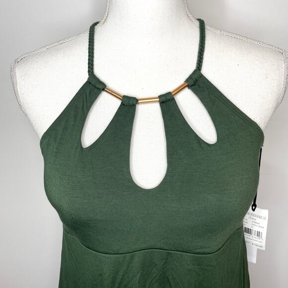 Robin Piccone Calista Gold Hardware Cover Up Dress Jungle Green Medium New - Picture 3 of 12